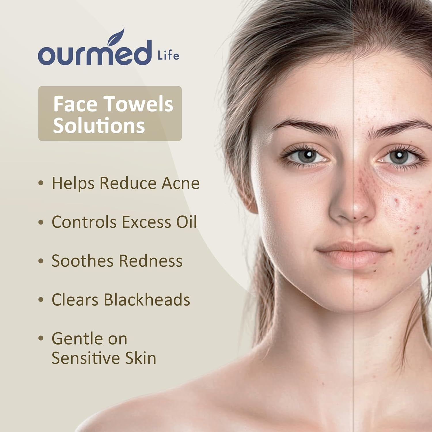 Face Towels, Disposable Biodegradable Facial Towels for Sensitive Skin, Lint- Free Face Wipes for Washing Face, Skincare and Makeup Remover, Dry Wipes, 10"×12" Extra Large, 50 Count