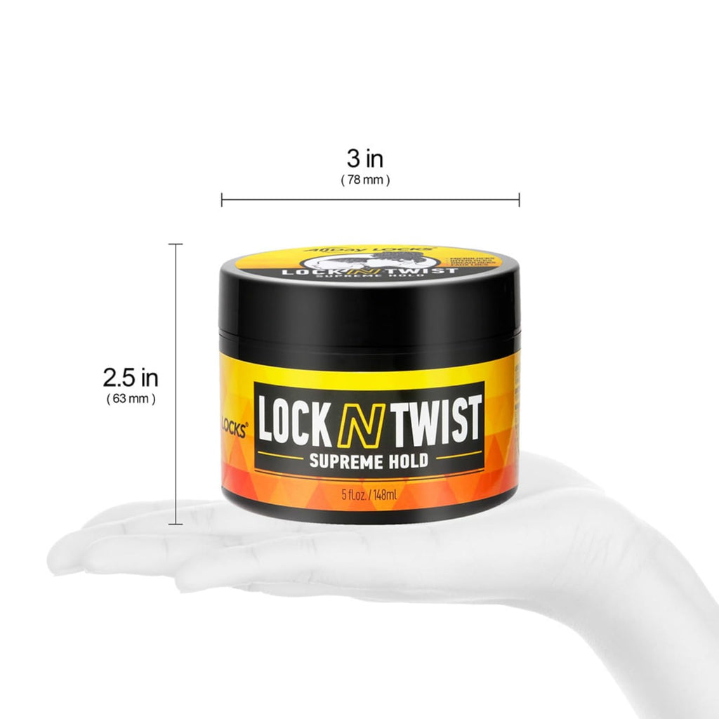 Lock N Twist Supreme Hold - Extreme Styling Control for Locs, Microlocs, Twists, and Retwists, Provides Edge Control, Strong Hair Gel for Women and Men - 5 Oz Jar
