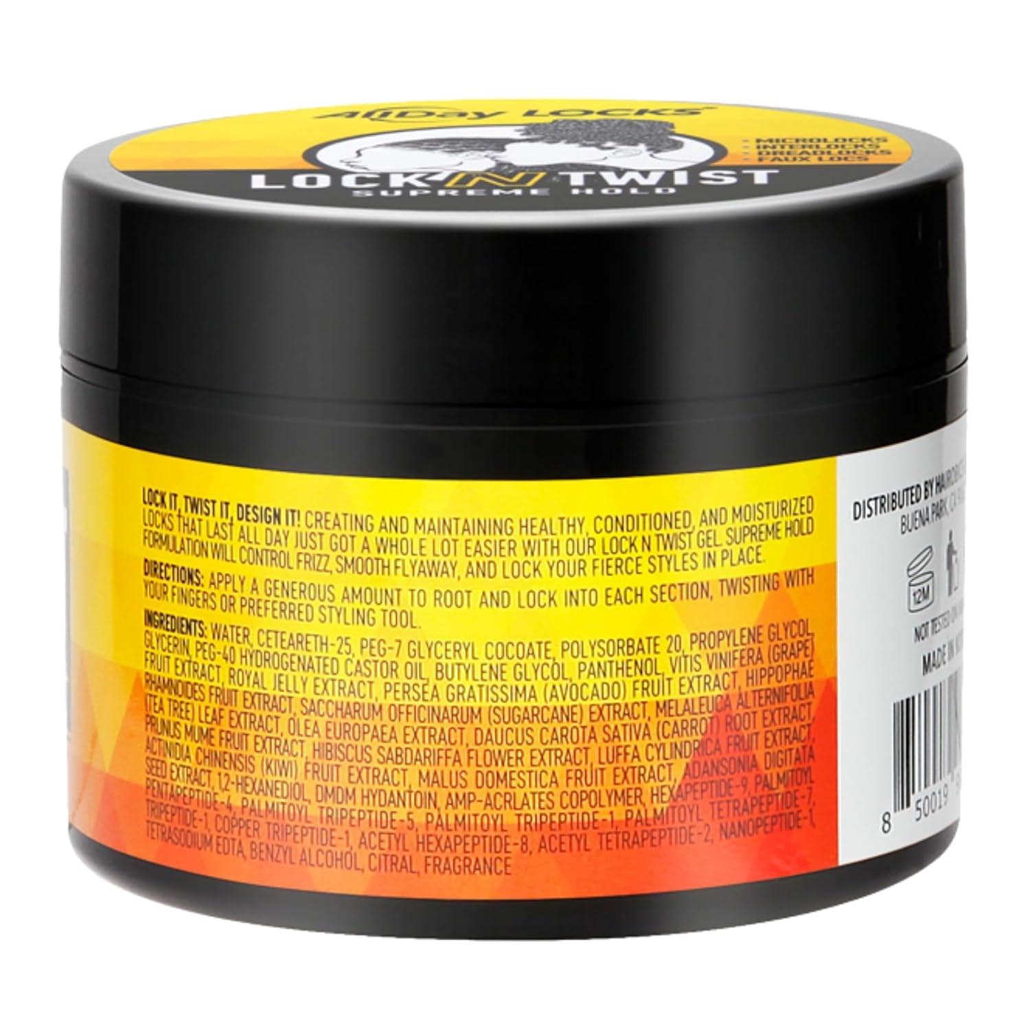 Lock N Twist Supreme Hold - Extreme Styling Control for Locs, Microlocs, Twists, and Retwists, Provides Edge Control, Strong Hair Gel for Women and Men - 5 Oz Jar
