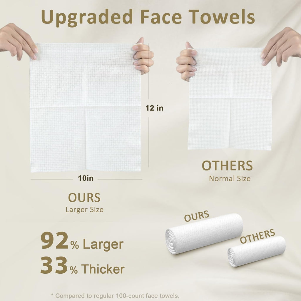 Face Towels, Disposable Biodegradable Facial Towels for Sensitive Skin, Lint- Free Face Wipes for Washing Face, Skincare and Makeup Remover, Dry Wipes, 10"×12" Extra Large, 50 Count